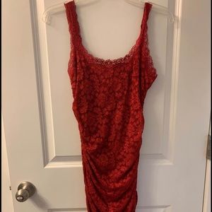 Red lace cocktail dress